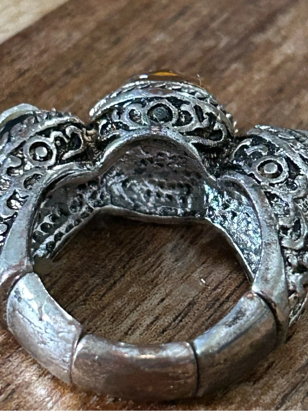 Vintage Gothic Mens Ring Silver King Royal Crystal Large Statement